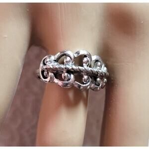 Vtg Avon Ring French Filigree Knot Silvertone 1970s Fits up to 7.25 and Smaller